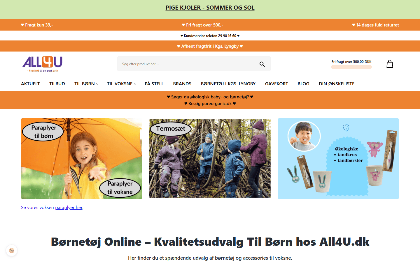 All4U forside på desktop