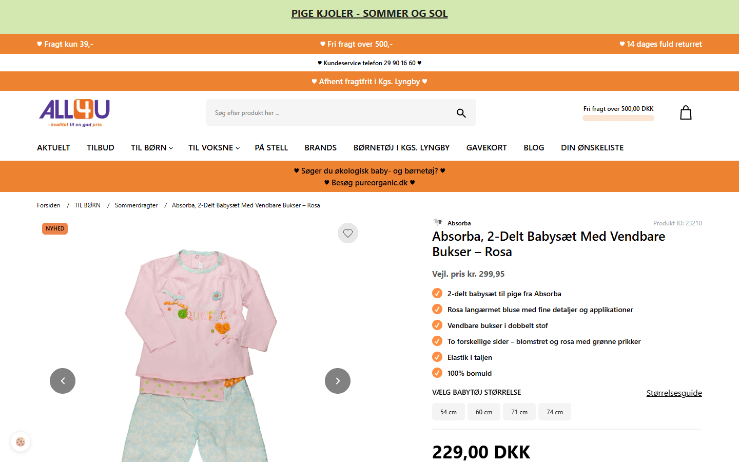 All4U produktside på desktop