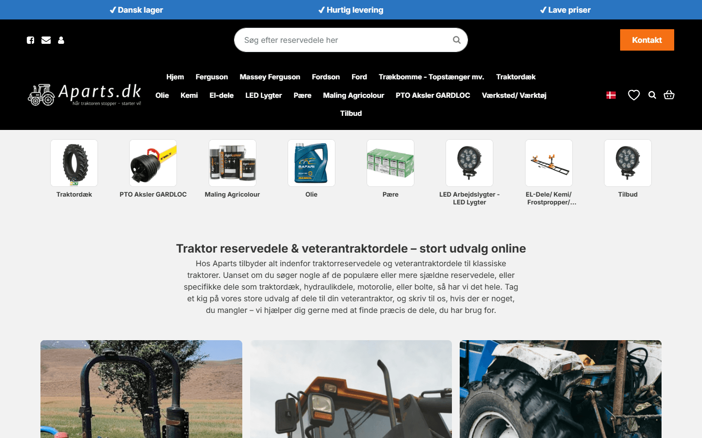 Aparts forside på desktop