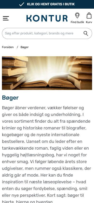 Kontur kategoriside på mobil