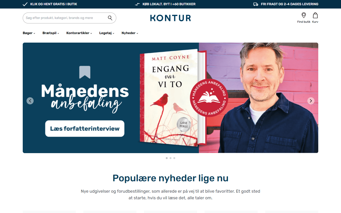 Kontur forside på desktop