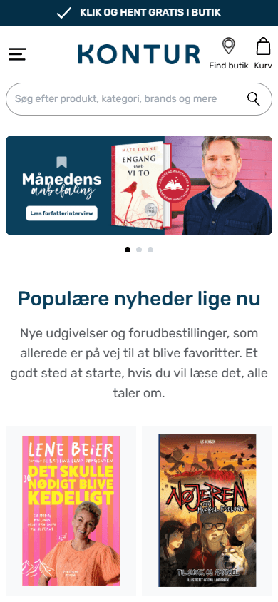 Kontur forside på mobil