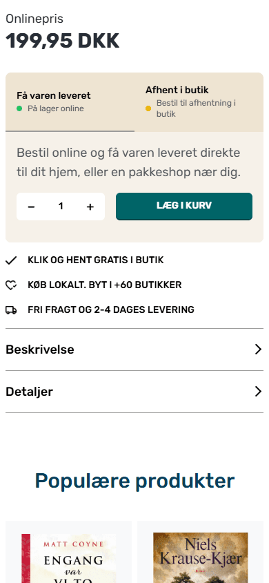 Kontur produktside på mobil